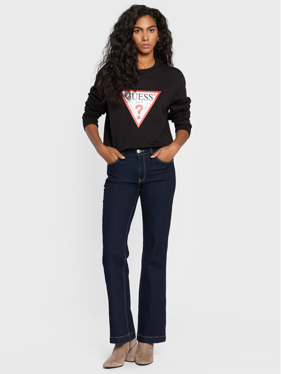 Guess Guess Μπλούζα Original W2YQ16 KBA10 Μαύρο Regular Fit