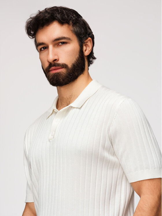 Ombre Ombre Polo OM-POSS-0169 Biały Slim Fit