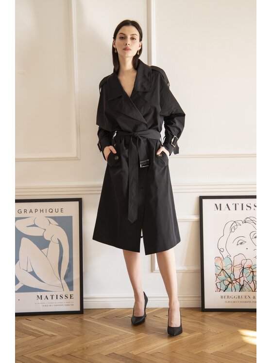 Entelier Entelier Płaszcz przejściowy oversize Czarny Oversize