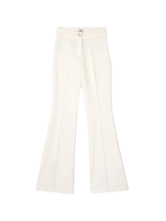 Oltre Oltre Pantaloni di tessuto P098R008866N011 Bianco Flare Fit
