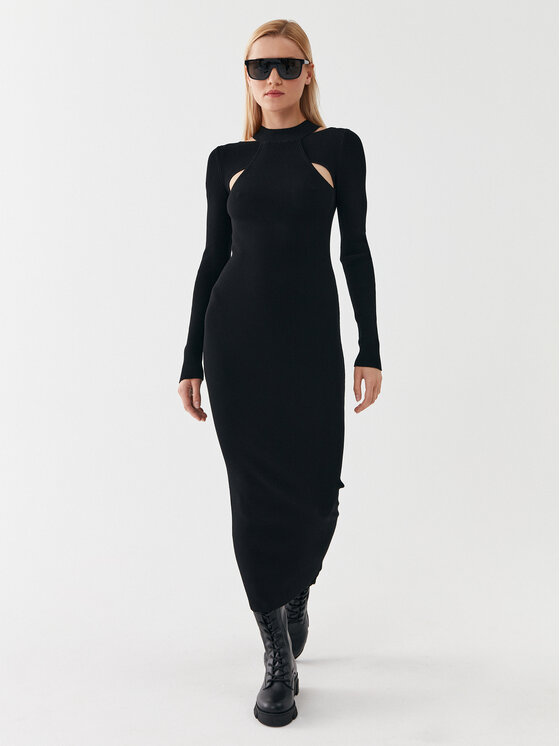 HUGO Hugo Sukienka dzianinowa 50493747 Czarny Slim Fit