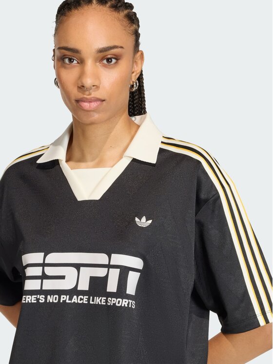 adidas adidas Koszulka techniczna FOOTBALL JERSEY SPONSOR Czarny Oversize
