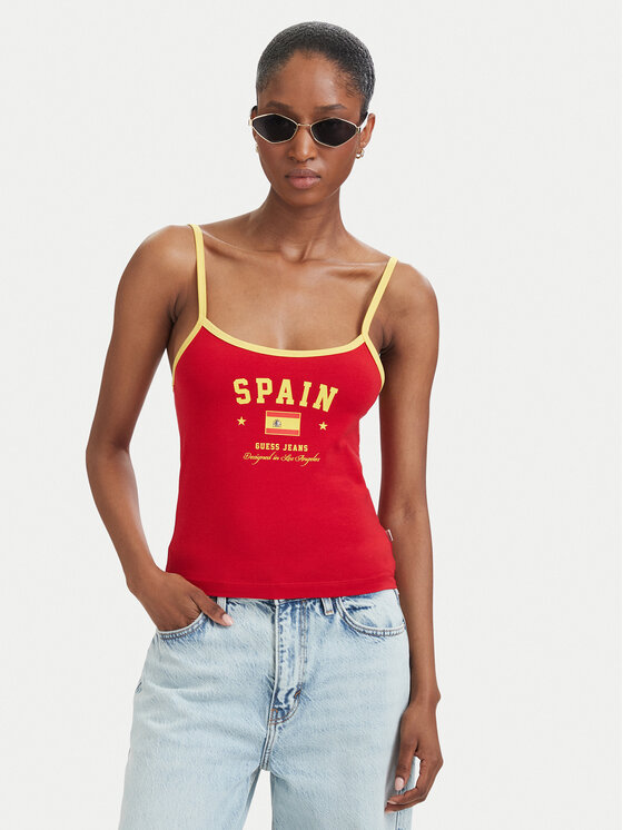 Guess Jeans Guess Jeans Top W6YP20 K4202 Červená Slim Fit
