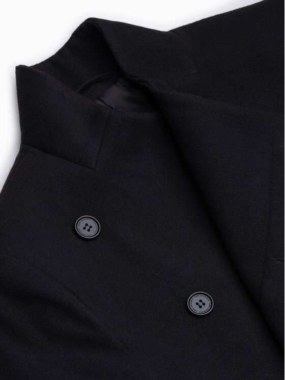 Ombre Ombre Płaszcz przejściowy OM-COWC-0102 Czarny Regular Fit