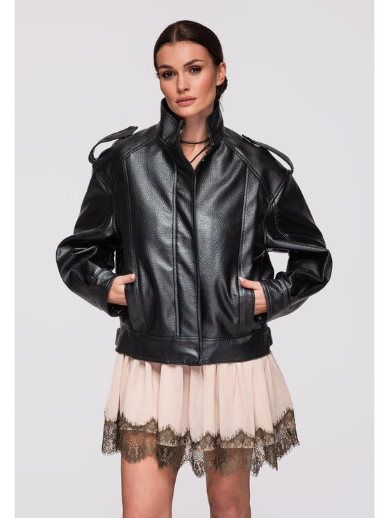 Ombre Ombre Kurtka przejściowa OW-JAFL-0104 Czarny Oversize
