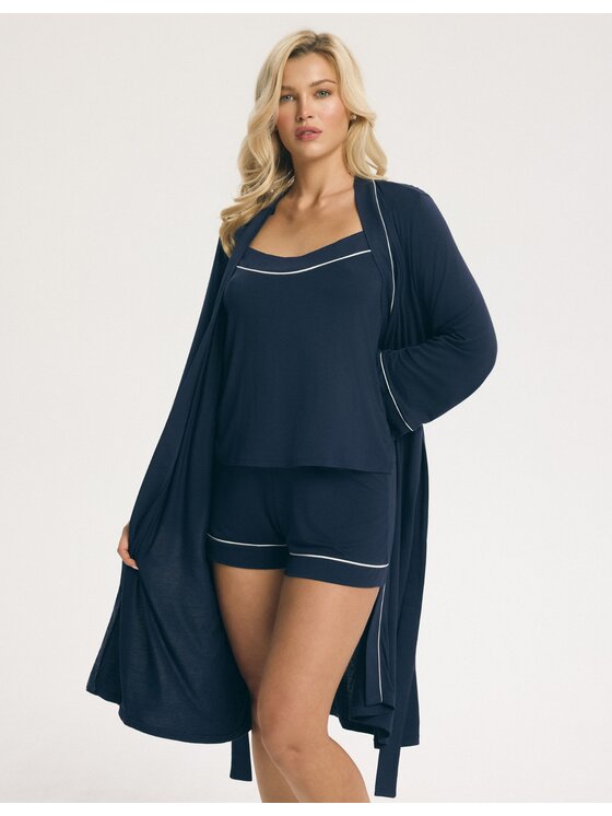 Esotiq Esotiq Szlafrok 45199 Granatowy Regular Fit