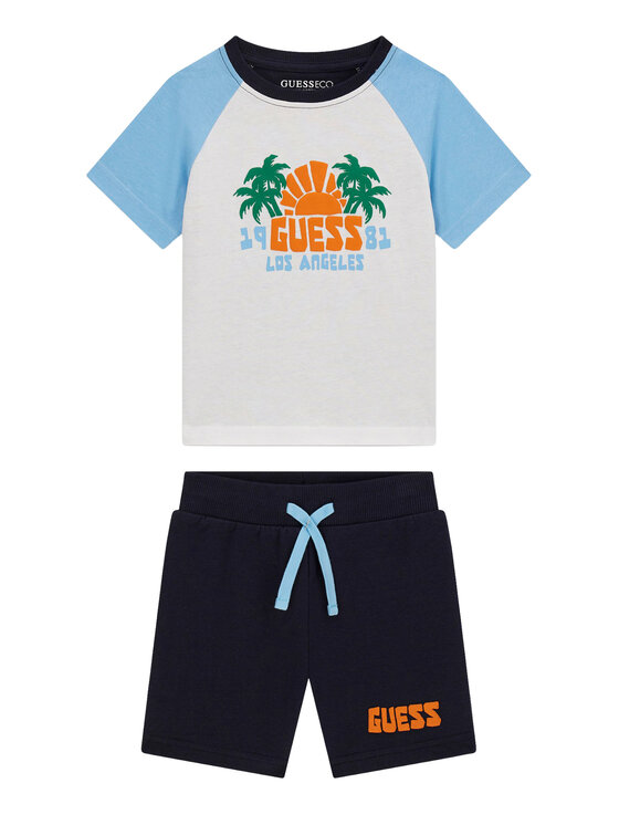 Guess Guess T-krekla un šortu komplekts N6GG03 K8HM4 Tumši zils