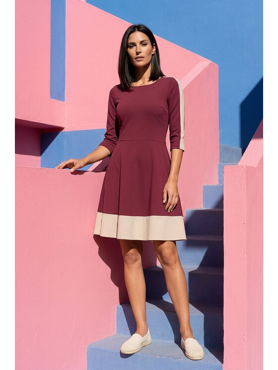 FIGL FIGL Každodenné šaty M1337 Bordová Regular Fit