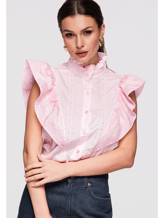 Ombre Ombre Koszula OW-SH-E0002 Różowy Regular Fit