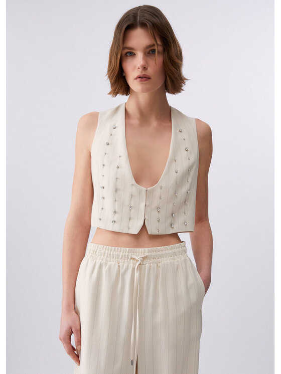 Liu Jo Liu Jo Gilet CA6114T557AP9579 Crema Regular Fit