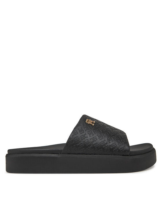 Şlapi Tommy Hilfiger Platform Monogram Poolslide FW0FW08526 Negru