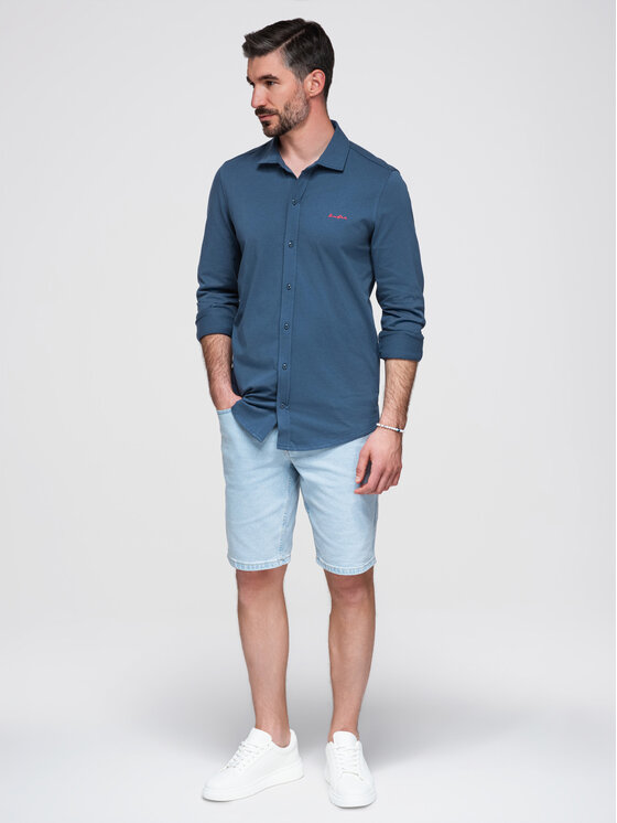Ombre Ombre Koszula K697 Niebieski Regular Fit