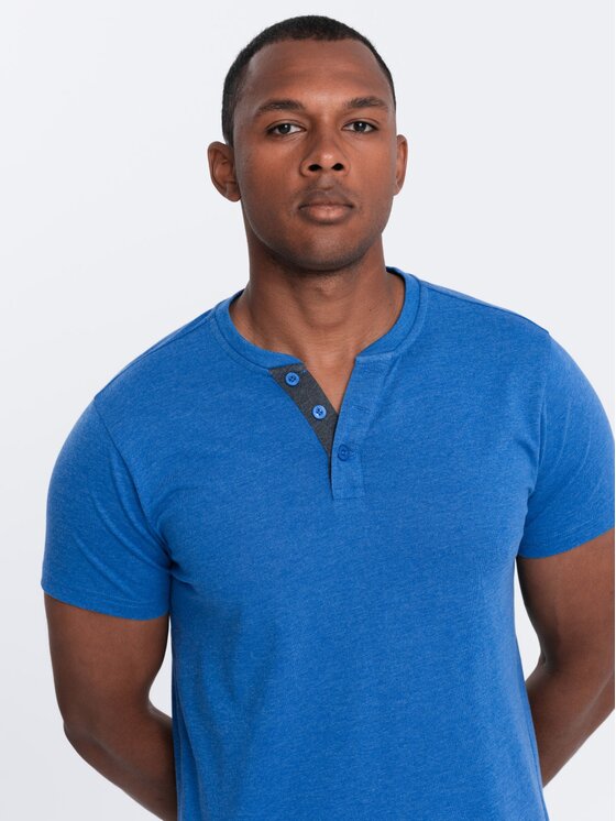 Ombre Ombre T-Shirt OM-TSCT-0155 Niebieski Regular Fit
