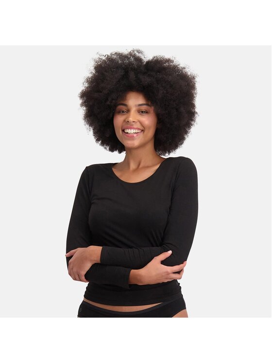 Bamboo Basics Bamboo Basics Longsleeve 28494 Czarny Stretch Fit