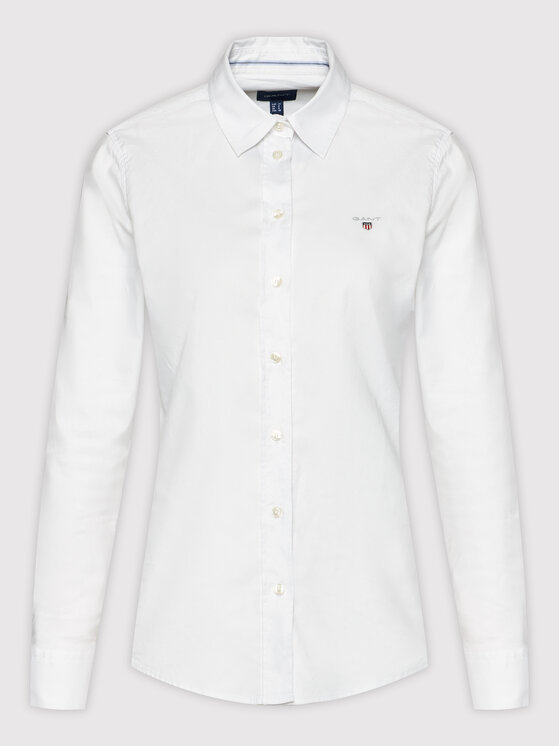 Gant Gant Cămașă Stretch Oxford Solid 432681 Alb Slim Fit