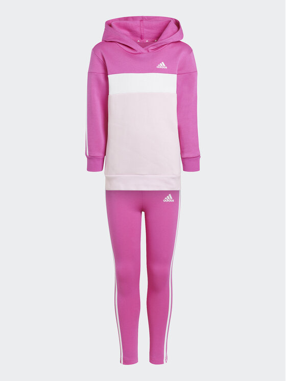adidas Set aus Sweatshirt und Leggings Tiberio 3 Stripes Colorblock Fleece IA3117 Rosa Slim Fit Modivo.at