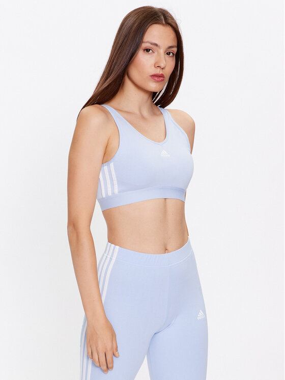 adidas Bluză Essentials 3-Stripes Crop Top With Removable Pads IC4439 Albastru celest