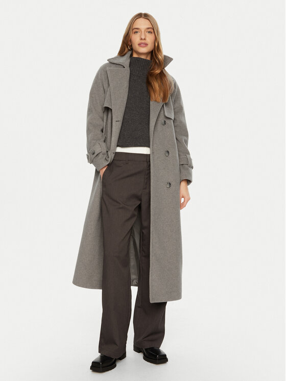 ACCESS FASHION ACCESS FASHION Płaszcz przejściowy 44-9001-119 Szary Relaxed Fit