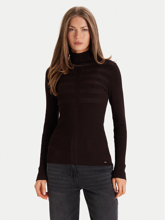 Morgan Morgan Rollkragenpullover 132-MENTOS.M Braun Slim Fit