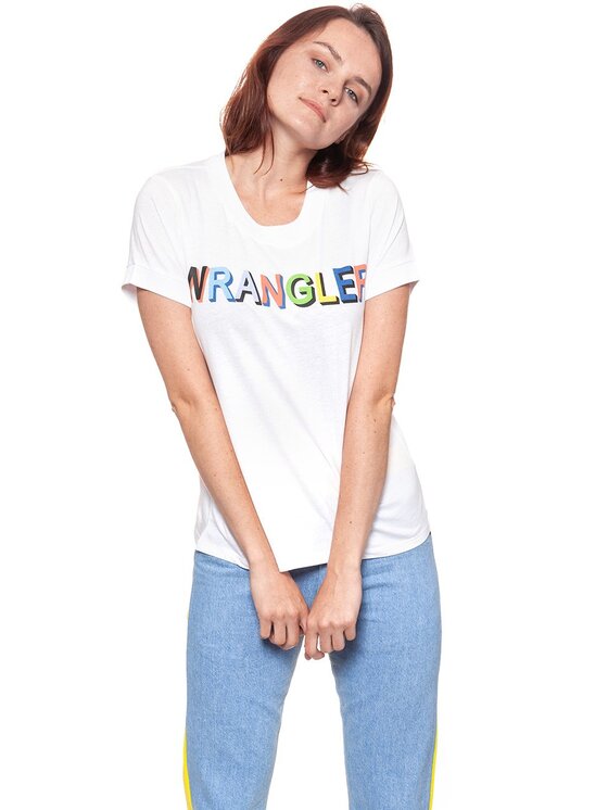 Wrangler Wrangler T-Shirt T-SHIRTS 80'S TEE Biały Regular Fit