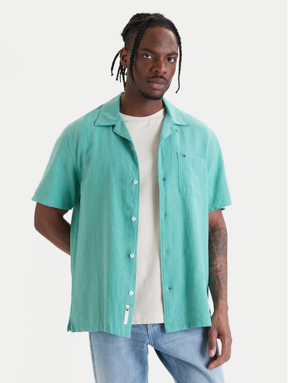 Tommy Jeans Koszula DM0DM23058 Zielony Regular Fit