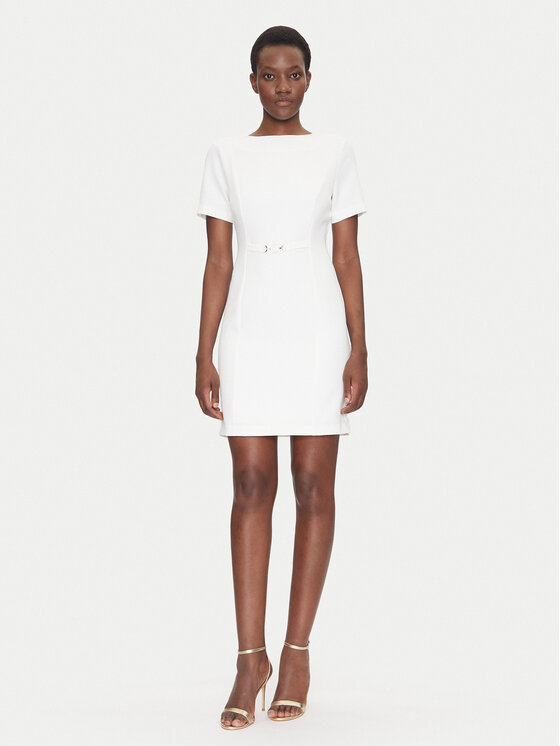 Fracomina Fracomina Koktejlové šaty FS25SD1006W42901 Biela Regular Fit