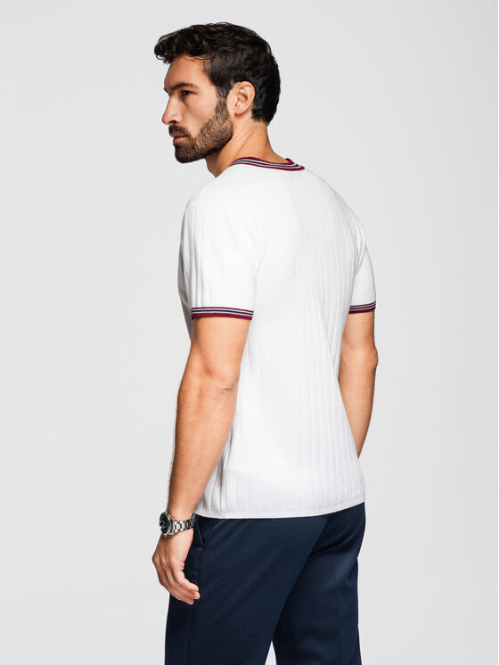 Ombre Ombre T-Shirt OM-TSCT-0266 Biały Regular Fit