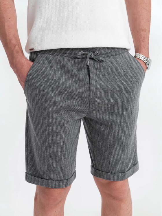 Ombre Ombre Szorty materiałowe OM-SRCS-0177 Szary Regular Fit