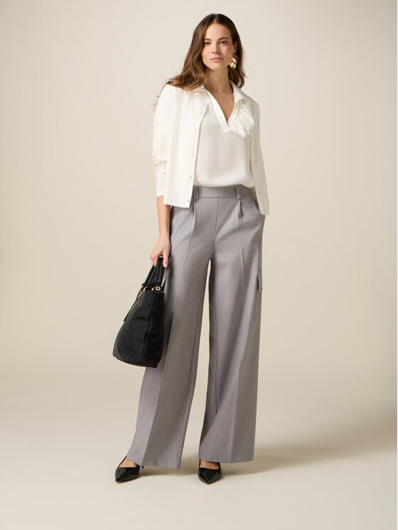 Oltre Oltre Spodnie materiałowe P00SJ002445N013 Szary Baggy Fit