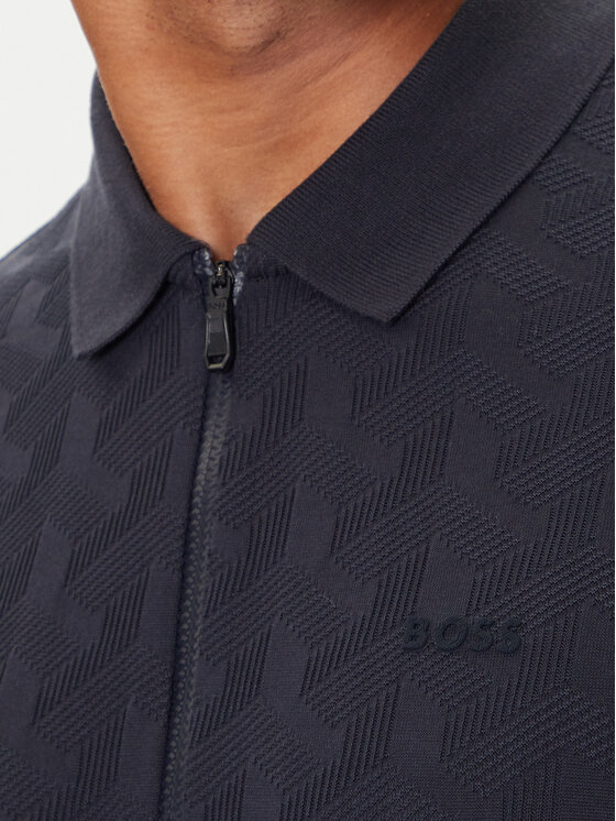BOSS BOSS Тениска с яка и копчета Mirror QZ 50548653 Тъмносин Relaxed Fit