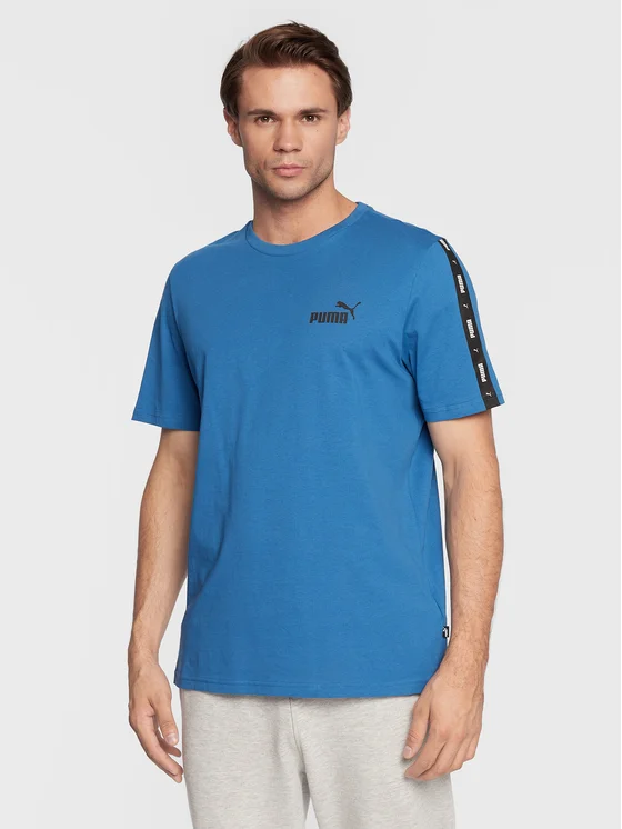 Puma T-Shirt Essentials+ Tape 847382 Blau Regular Fit