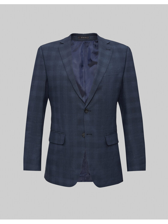 Borgio Borgio Marynarka strano_g Granatowy Slim Fit