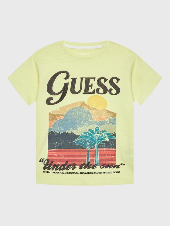 Guess T shirt L3GI03 K6XN1 Jaune Regular Fit Modivo.fr