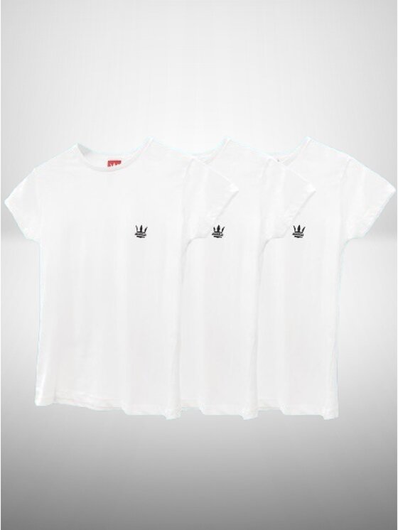 Jigga Wear Jigga Wear Komplet t-shirtów Zestaw 3 Damskich T-Shirtów Jigga Wear Mini Logo Biały L Biały Regular Fit