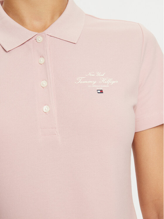 Tommy Hilfiger Tommy Hilfiger Тениска с яка и копчета WW0WW43930 Розов Slim Fit