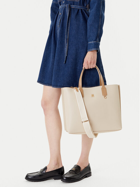 Tommy Hilfiger Tommy Hilfiger Torbica Th Distinct Satchel AW0AW17463 Bež