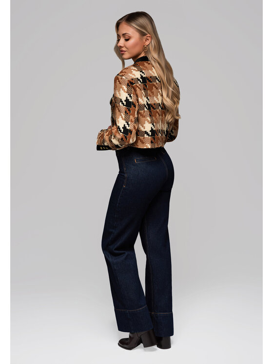 Ombre Ombre Marynarka OW-BLZB-0103 Brązowy Regular Fit