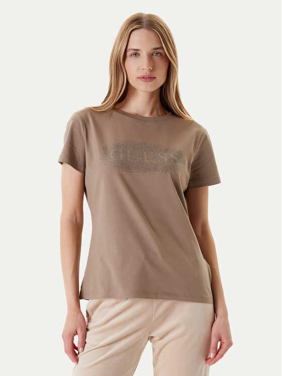 Guess Tričko V5YI08 J1314 Hnedá Regular Fit