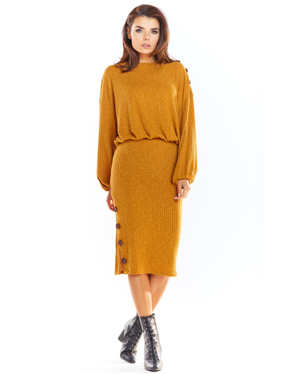 Awama Awama Spódnica A317 Brązowy Basic Fit