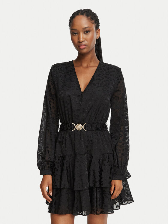 Guess Коктейлна рокля W6BK42 W4225 Черен Regular Fit