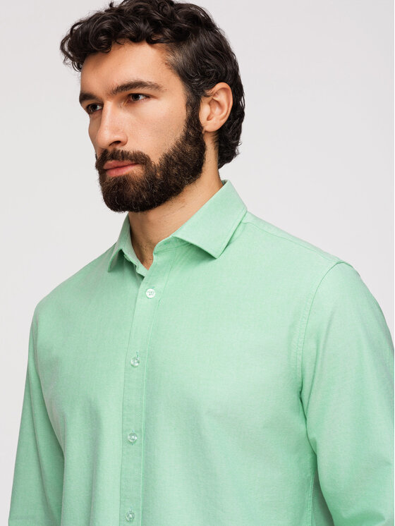 Ombre Ombre Koszula K705 Zielony jasny Regular Fit