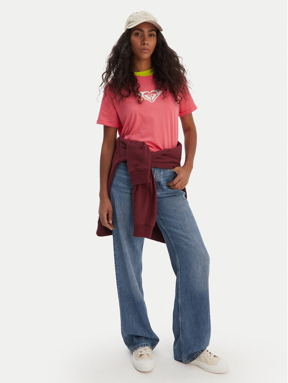 Roxy Roxy T-krekls Oceanregular ERJZT06078 Rozā Regular Fit