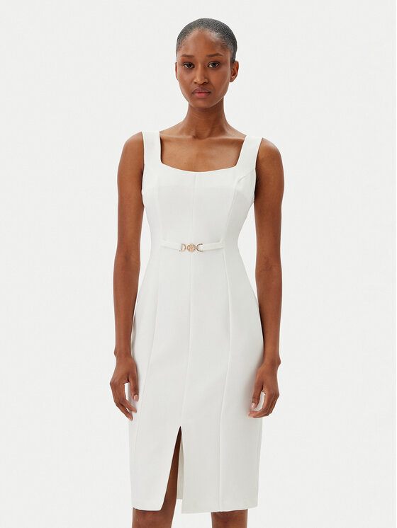 Fracomina Fracomina Coctailkleid FR25SD2001W42901 Écru Slim Fit