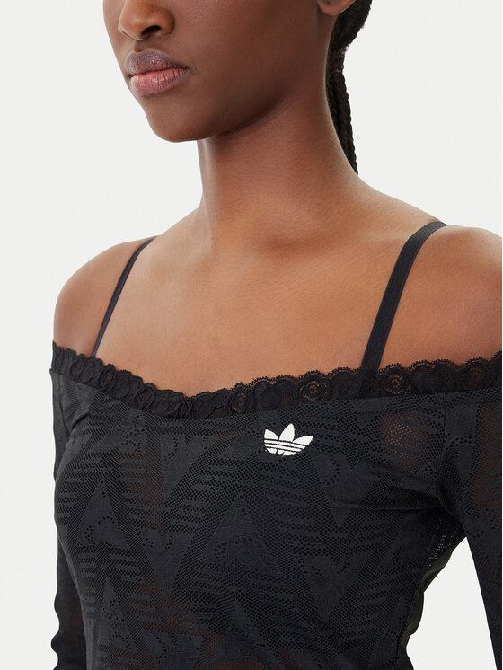 adidas adidas Palaidinė Lace Bardot KD0350 Juoda Slim Fit
