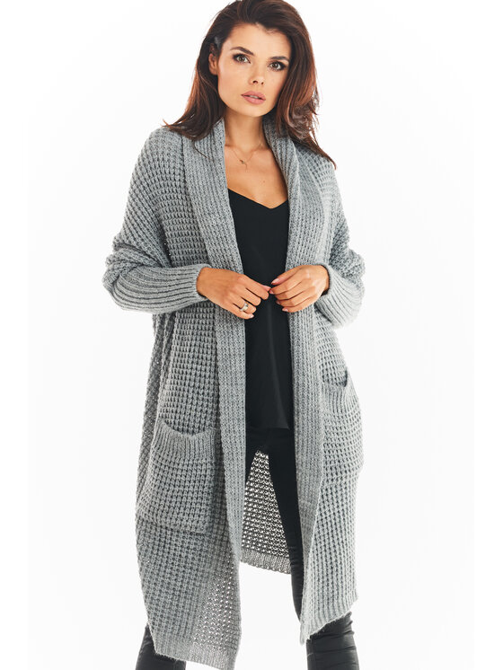 Awama Awama Cardigan A391 Grigio Basic Fit