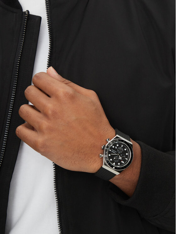 Timex Timex Zegarek Q Timex Three Time Zone Chronograph TW2V70000 Czarny