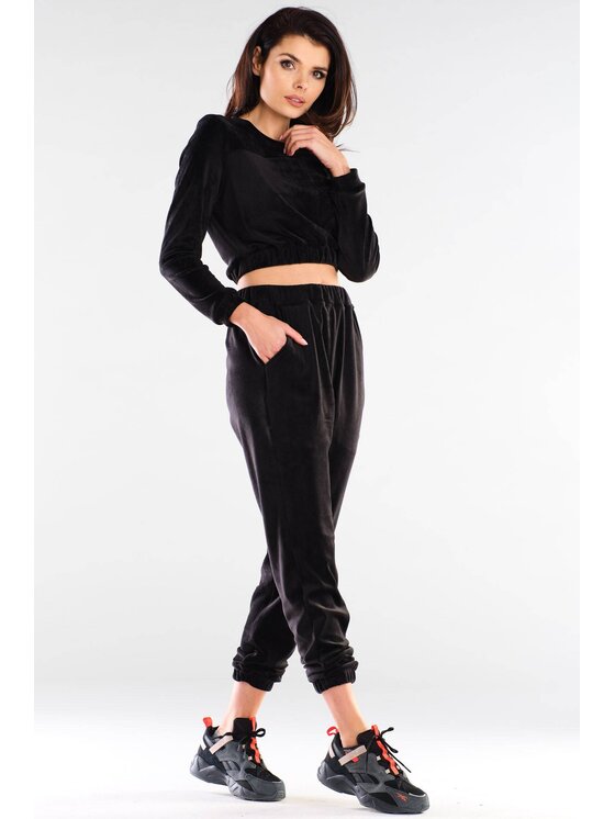 Awama Awama Bluzka A421 Czarny Basic Fit
