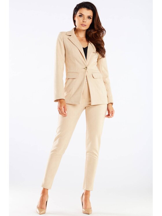 Awama Pantaloni da donna A461 Beige Basic Fit