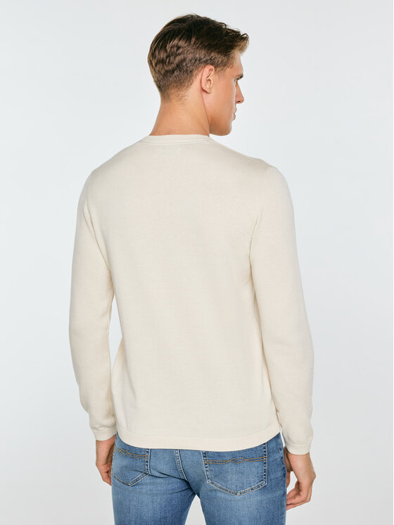 BIG STAR BIG STAR Sweter FINOS Kremowy Basic Fit