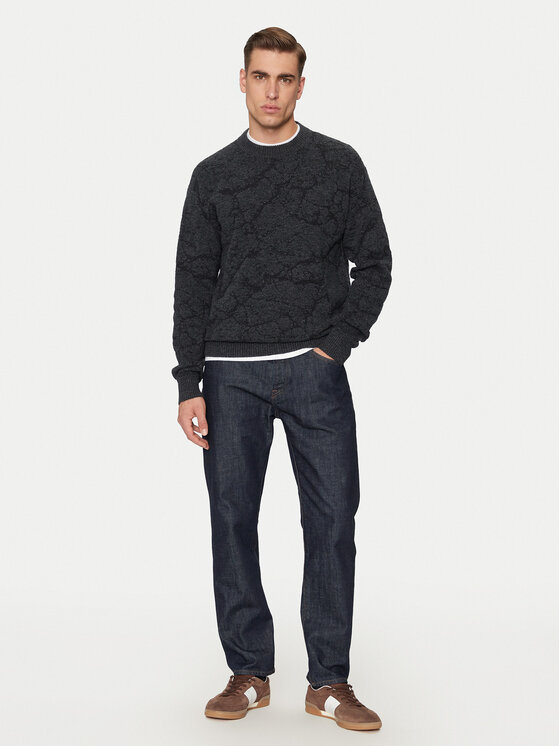 BOSS Boss Pulover Kratere 50523579 Črna Relaxed Fit